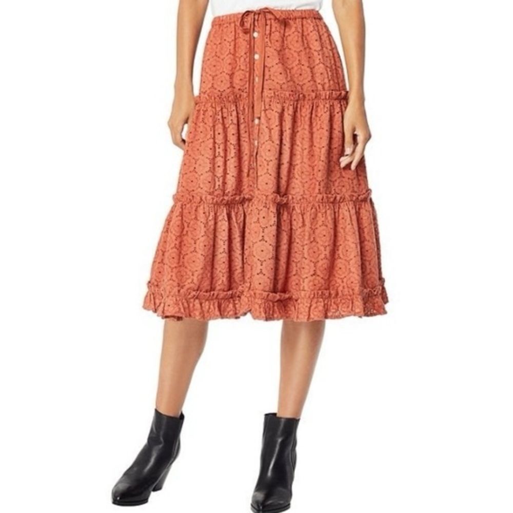 Roller Rabbit Clementine Eyelet High Rise Skirt in Terracata Size XL